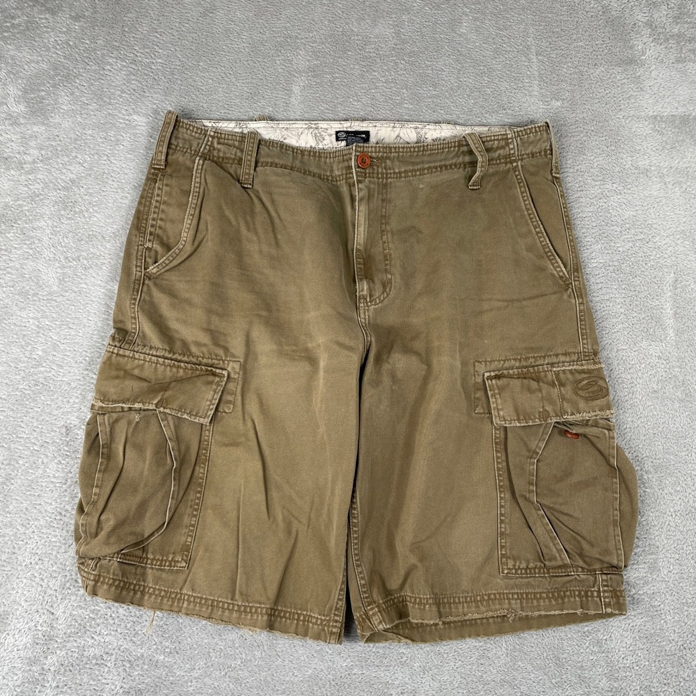Kirra Cargo Shorts Mens 38 Brown Baggy Y2K Skate Surf Cotton Twill Utility
